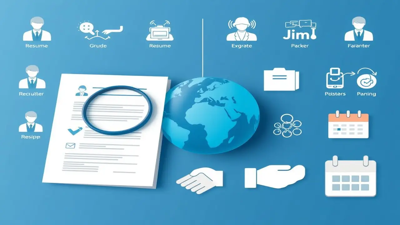 Reclutamiento global, limpio y con estilo infográfico